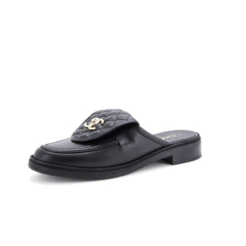 Chanel Women's CC Turnlock Flat Mules Quilted Leather