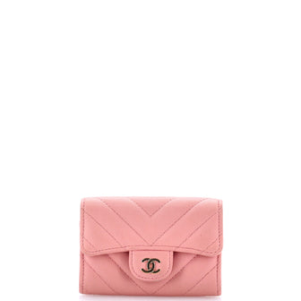 Chanel Classic Flap Card Case Chevron Caviar