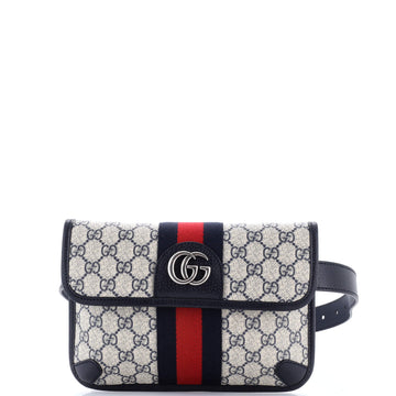 Gucci Ophidia Flap Belt Bag GG Coated Canvas with Leather