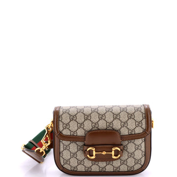 Gucci Horsebit 1955 Shoulder Bag GG Coated Canvas with Leather Mini