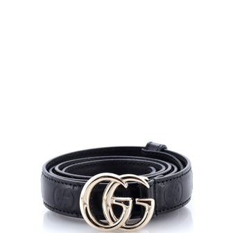 Gucci GG Marmont Belt GG Embossed Leather Thin