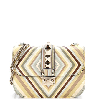 Valentino Garavani 1975 Glam Lock Shoulder Bag Striped Leather Small