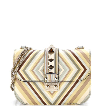 Valentino Garavani 1975 Glam Lock Shoulder Bag Striped Leather Small