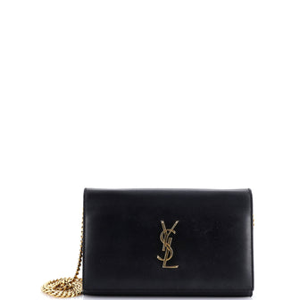 Saint Laurent Classic Monogram Wallet on Chain Leather Small