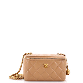 Chanel Pearl Crush Vanity Case with Chain Quilted Lambskin Small