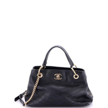 Chanel Chevron Chic Shopping Tote Chevron Calfskin Small