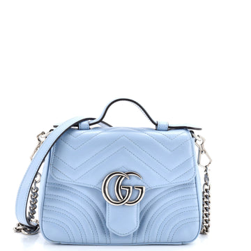 Gucci GG Marmont Top Handle Flap Bag Matelasse Leather Mini