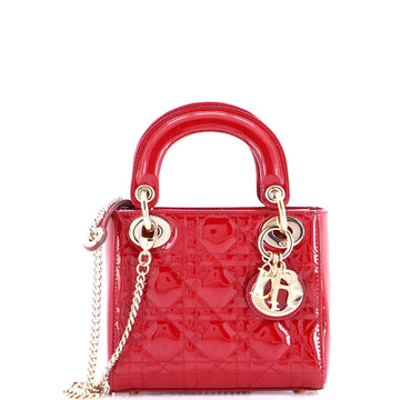 Christian Dior Lady Dior Chain Bag Cannage Quilt Patent Mini