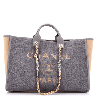 Chanel Deauville Tote Wool Felt Large