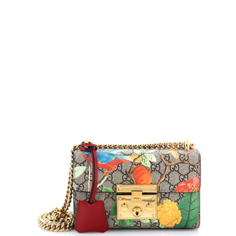 Gucci Padlock Shoulder Bag Tian Print GG Coated Canvas Small
