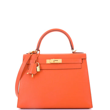 Hermes Kelly Handbag Orange Epsom with Gold Hardware 28