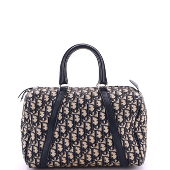 Christian Dior Vintage Trotter Boston Bag Diorissimo Canvas Medium