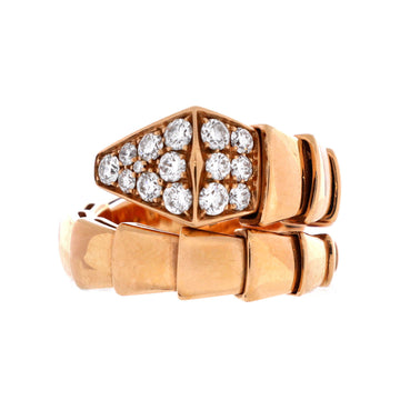 Bvlgari Serpenti Viper One-Coil Ring 18K Rose Gold with Diamonds Wide