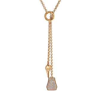 Hermes Kelly Clochette Pendant Necklace 18K Rose Gold with Diamonds Small