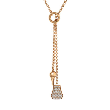 Hermes Kelly Clochette Pendant Necklace 18K Rose Gold with Diamonds Small