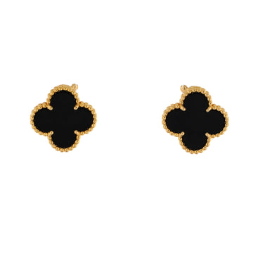 Van Cleef & Arpels Vintage Alhambra Earrings 18K Yellow Gold and Onyx