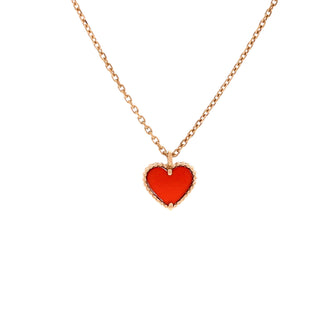 Van Cleef & Arpels Sweet Alhambra Heart Pendant Necklace 18K Rose Gold and Carnelian