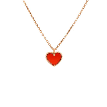 Van Cleef & Arpels Sweet Alhambra Heart Pendant Necklace 18K Rose Gold and Carnelian