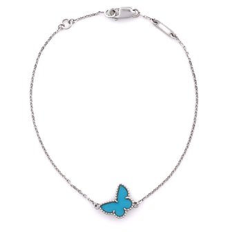 Van Cleef & Arpels Sweet Alhambra Butterfly Bracelet 18K White Gold and Turquoise