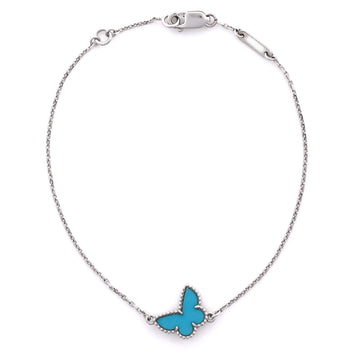 Van Cleef & Arpels Sweet Alhambra Butterfly Bracelet 18K White Gold and Turquoise