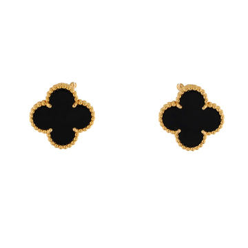 Van Cleef & Arpels Vintage Alhambra Earrings 18K Yellow Gold and Onyx