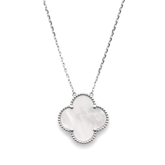 Van Cleef & Arpels Magic Alhambra Pendant Necklace 18K White Gold and Mother of Pearl
