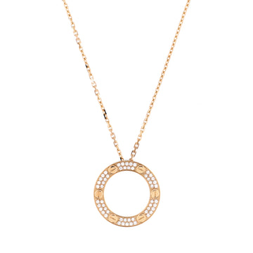 Cartier Pave Love Pendant Necklace 18K Yellow Gold and Diamonds