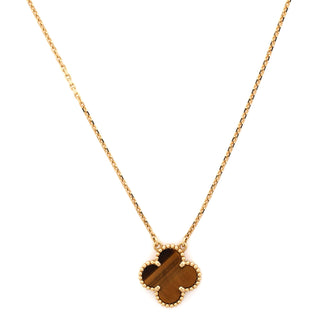 Van Cleef & Arpels Vintage Alhambra Pendant Necklace 18K Yellow Gold and Tiger Eye
