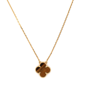 Van Cleef & Arpels Vintage Alhambra Pendant Necklace 18K Yellow Gold and Tiger Eye