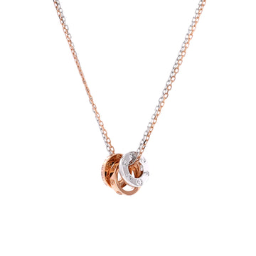 Cartier Love 3 Ring Pendant Necklace 18K Rose Gold and 18K White Gold with 6 Diamonds