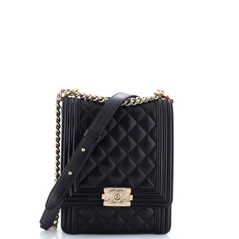 Chanel North South Boy Flap Bag Quilted Calfskin Small