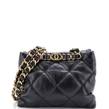 Chanel CC Bar Chain Handle Shopping Tote Quilted Lambskin Small