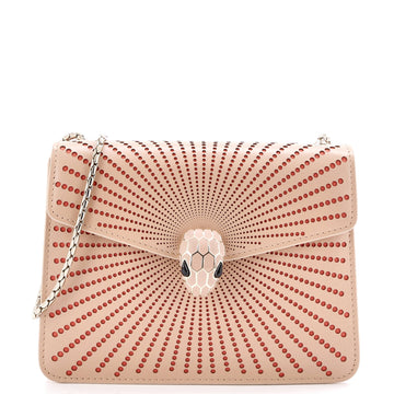 Bvlgari Serpenti Forever Square Shoulder Bag Laser Cut Leather Small