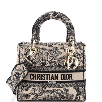 Christian Dior Lady D-Lite Bag Embroidered Canvas Medium