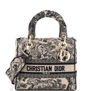 Christian Dior Lady D-Lite Bag Embroidered Canvas Medium