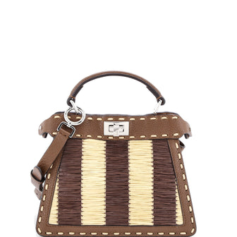 Fendi Selleria Peekaboo ISeeU Bag Raffia with Leather Petite