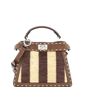 Fendi Selleria Peekaboo ISeeU Bag Raffia with Leather Petite