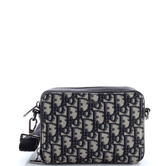 Christian Dior Double Zip Crossbody Pouch Oblique Canvas