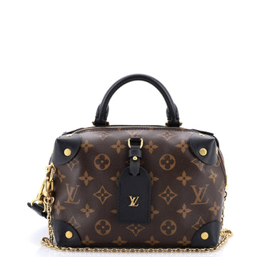 Louis Vuitton Petite Malle Souple Handbag Monogram Canvas with Leather