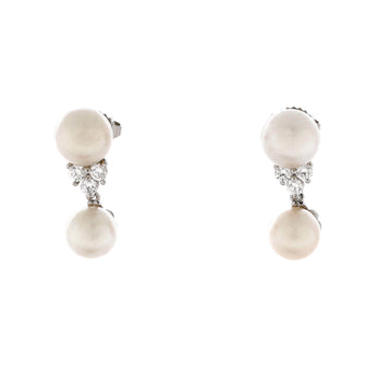 Tiffany & Co. Aria Drop Earrings Cultured Pearls with Platinum and Diamonds 7-8mm