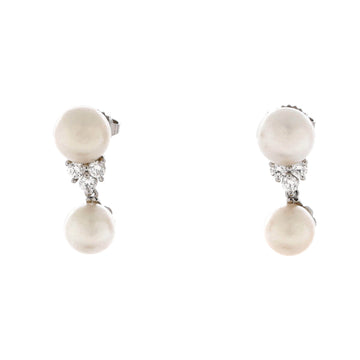 Tiffany & Co. Aria Drop Earrings Cultured Pearls with Platinum and Diamonds 7-8mm