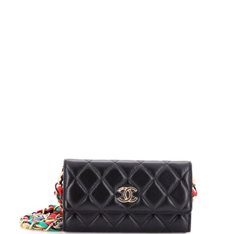 Chanel RIbbon Long Clutch with Chain Flap Bag Quilted Lambskin