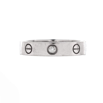 Cartier Love Wedding Band 1 Diamond Ring 18K White Gold with Diamond
