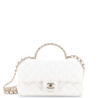 Chanel Crystal Chain Flap Top Handle Bag Quilted Lambskin Medium