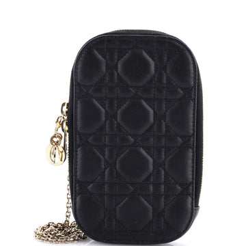 Christian Dior Lady Dior Phone Holder on Chain Cannage Quilt Lambskin