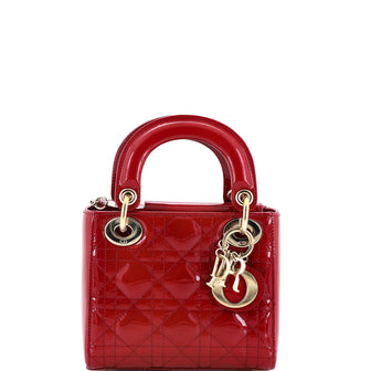 Christian Dior Lady Dior Chain Bag Cannage Quilt Patent Mini