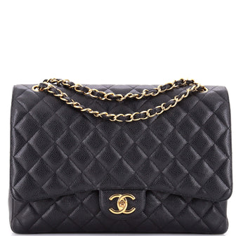 Chanel Classic Double Flap Bag Quilted Caviar Maxi