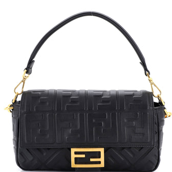 Fendi Baguette NM Bag Zucca Embossed Leather Medium