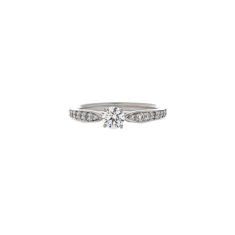 Tiffany & Co. Harmony Solitaire Ring Platinum and Pave Diamonds with RBC Diamond F/SI1 0.27CT