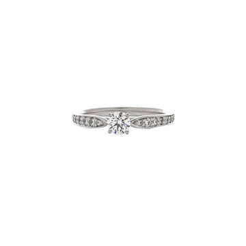 Tiffany & Co. Harmony Solitaire Ring Platinum and Pave Diamonds with RBC Diamond F/SI1 0.27CT